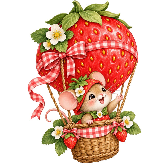 Strawberry Mouse 100% Cotton Fabric Panel Block Quilt Square AAC3516