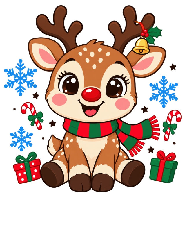 Christmas Deer 100% Cotton Fabric Panel Block Quilt Square AAC3522