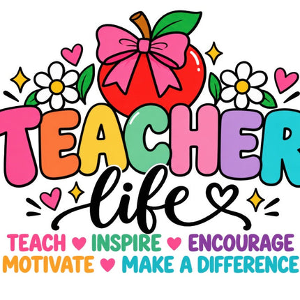 Teacher Life 100% Cotton Fabric Panel Block Quilt Square AAC3523