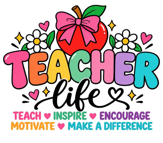Teacher Life 100% Cotton Fabric Panel Block Quilt Square AAC3523