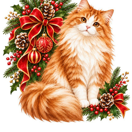 Christmas Cat 100% Cotton Fabric Panel Block Quilt Square AAC3529