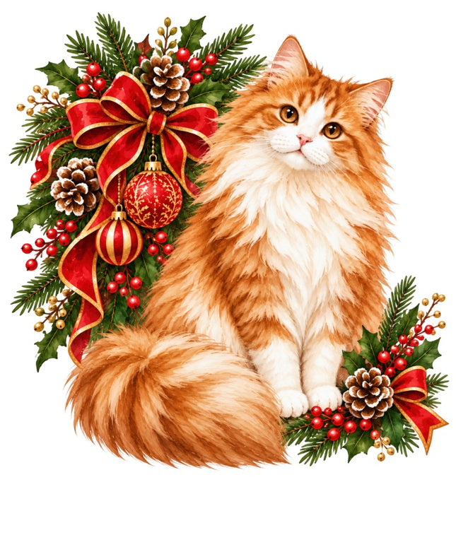 Christmas Cat 100% Cotton Fabric Panel Block Quilt Square AAC3529