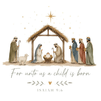 Isaiah 9:6 Nativity 100% Cotton Fabric Panel Block Quilt Square AAC3561