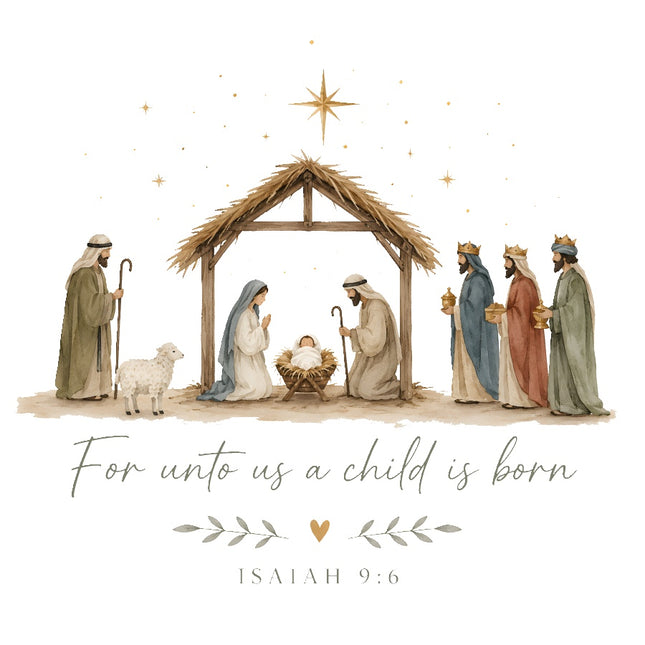 Isaiah 9:6 Nativity 100% Cotton Fabric Panel Block Quilt Square AAC3561