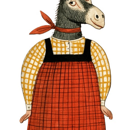 Anthropomorphic Donkey 100% Cotton Fabric Panel Block Quilt Square AAC366
