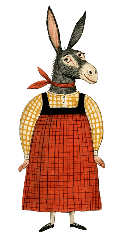 Anthropomorphic Donkey 100% Cotton Fabric Panel Block Quilt Square AAC366