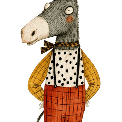 Anthropomorphic Donkey 100% Cotton Fabric Panel Block Quilt Square AAC368