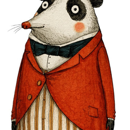 Anthropomorphic Opossum 100% Cotton Fabric Panel Block Quilt Square AAC374