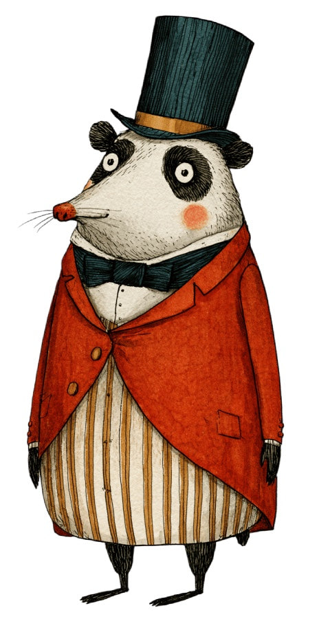 Anthropomorphic Opossum 100% Cotton Fabric Panel Block Quilt Square AAC374