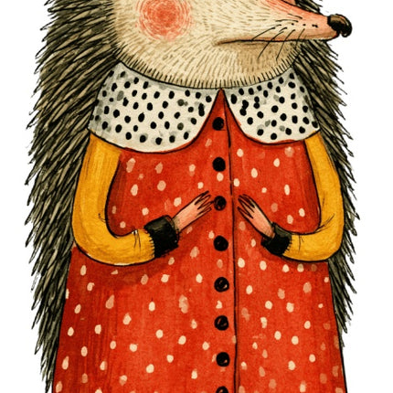 Anthropomorphic Hedgehog 100% Cotton Fabric Panel Block Quilt Square AAC376
