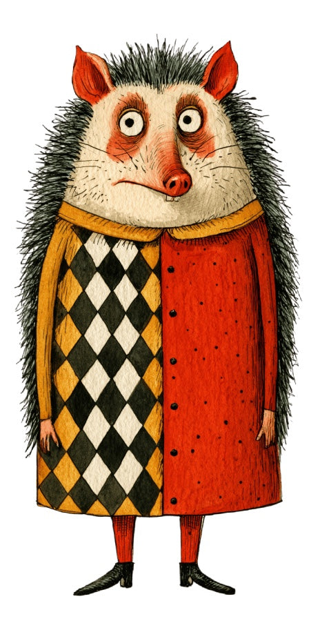 Anthropomorphic Hedgehog 100% Cotton Fabric Panel Block Quilt Square AAC378