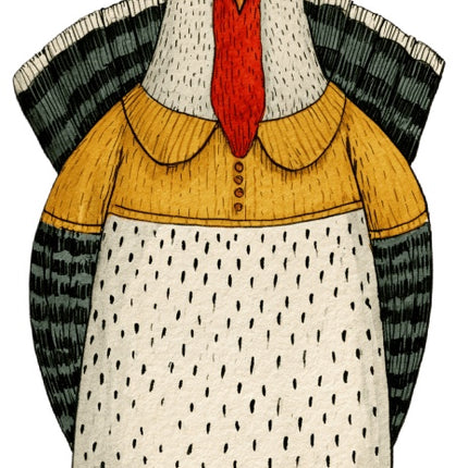 Anthropomorphic Turkey 100% Cotton Fabric Panel Block Quilt Square AAC385