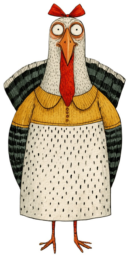 Anthropomorphic Turkey 100% Cotton Fabric Panel Block Quilt Square AAC385