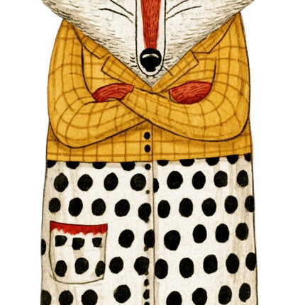 Anthropomorphic Fox 100% Cotton Fabric Panel Block Quilt Square AAC390