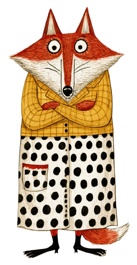 Anthropomorphic Fox 100% Cotton Fabric Panel Block Quilt Square AAC390