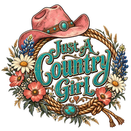 Just a Country Girl 100% Cotton Fabric Panel Block Quilt Square AAC418