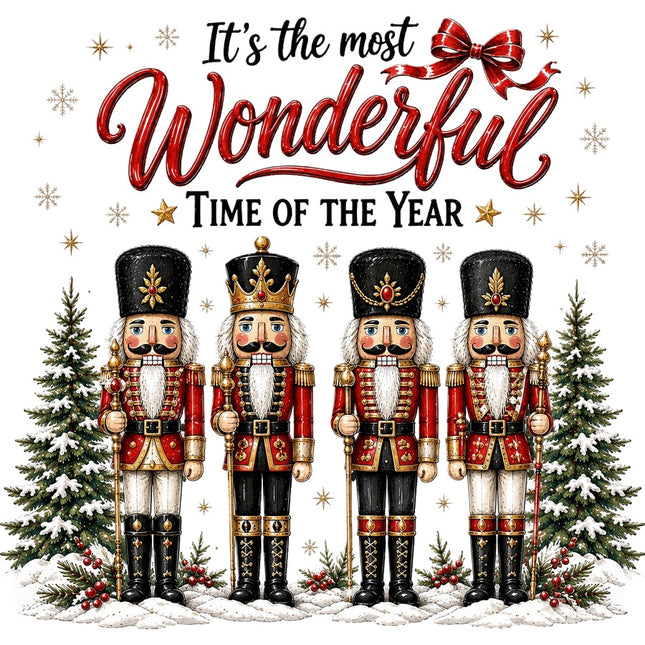 Nutcrackers Most Wonderful Time of Year 100% Cotton Fabric Panel Block AAC511
