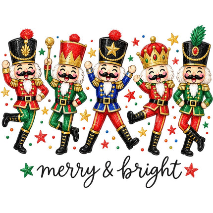 Nutcrackers Merry & Bright 100% Cotton Fabric Panel Block AAC512