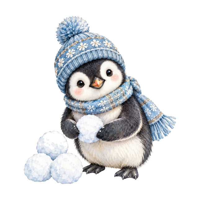 Winter Penguin 100% Cotton Fabric Panel Block Quilt Square AAC536