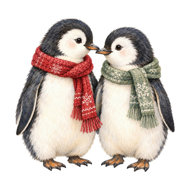 Winter Penguins 100% Cotton Fabric Panel Block Quilt Square AAC537