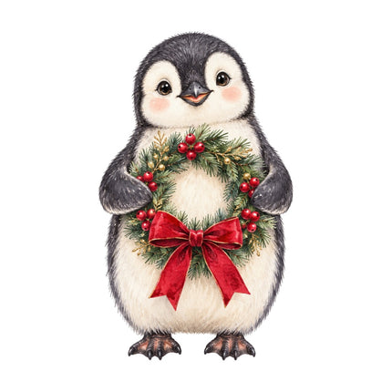 Christmas Penguin 100% Cotton Fabric Panel Block Quilt Square AAC552