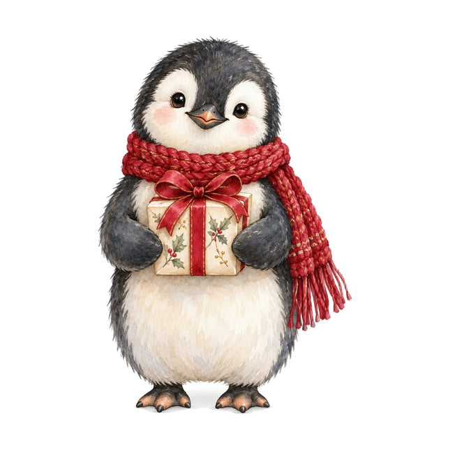 Christmas Penguin 100% Cotton Fabric Panel Block Quilt Square AAC553