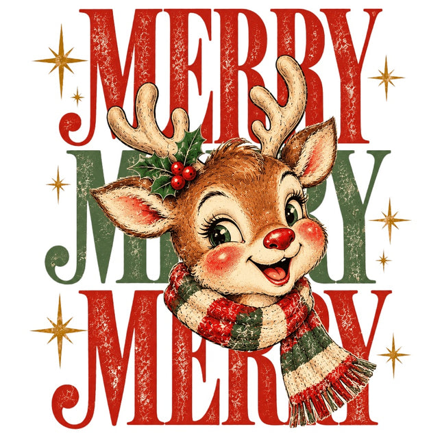 Christmas Merry Deer 100% Cotton Fabric Panel Block Quilt Square AC558