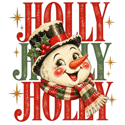 Christmas Holly Snowman 100% Cotton Fabric Panel Block Quilt Square AC561