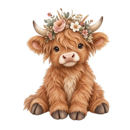 Highland Cow 100% Cotton Fabric Panel Block Quilt Square AAC573