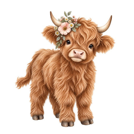 Highland Cow 100% Cotton Fabric Panel Block Quilt Square AAC574