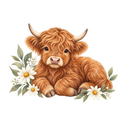 Highland Cow 100% Cotton Fabric Panel Block Quilt Square AAC575