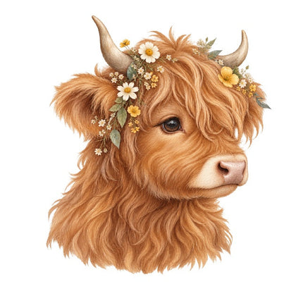 Highland Cow 100% Cotton Fabric Panel Block Quilt Square AAC578