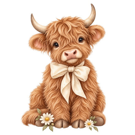 Highland Cow 100% Cotton Fabric Panel Block Quilt Square AAC579