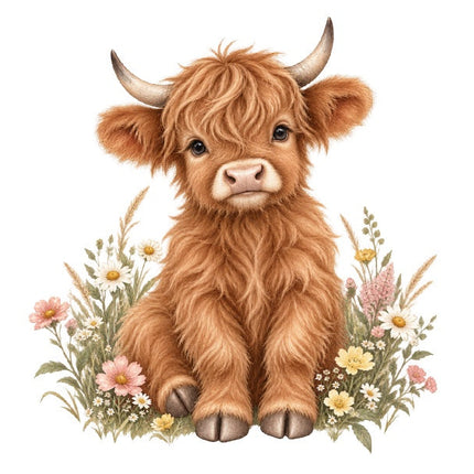 Highland Cow 100% Cotton Fabric Panel Block Quilt Square AAC581
