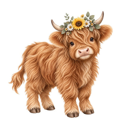 Highland Cow 100% Cotton Fabric Panel Block Quilt Square AAC582