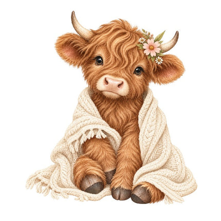 Highland Cow 100% Cotton Fabric Panel Block Quilt Square AAC584