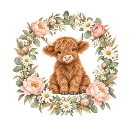Highland Cow 100% Cotton Fabric Panel Block Quilt Square AAC585
