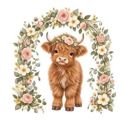 Highland Cow 100% Cotton Fabric Panel Block Quilt Square AAC591