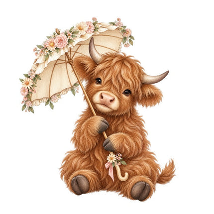 Highland Cow 100% Cotton Fabric Panel Block Quilt Square AAC592