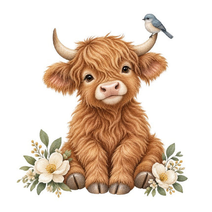 Highland Cow 100% Cotton Fabric Panel Block Quilt Square AAC593
