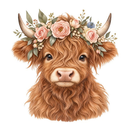 Highland Cow 100% Cotton Fabric Panel Block Quilt Square AAC595