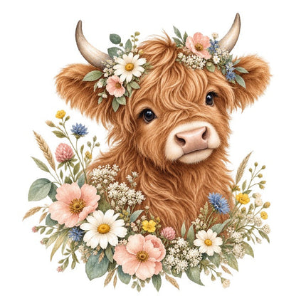 Highland Cow 100% Cotton Fabric Panel Block Quilt Square AAC598