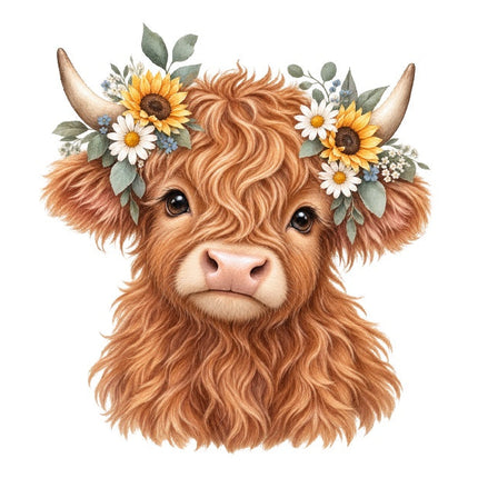 Highland Cow 100% Cotton Fabric Panel Block Quilt Square AAC599