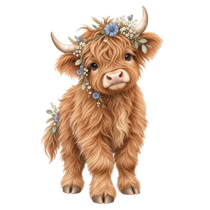 Highland Cow 100% Cotton Fabric Panel Block Quilt Square AAC601