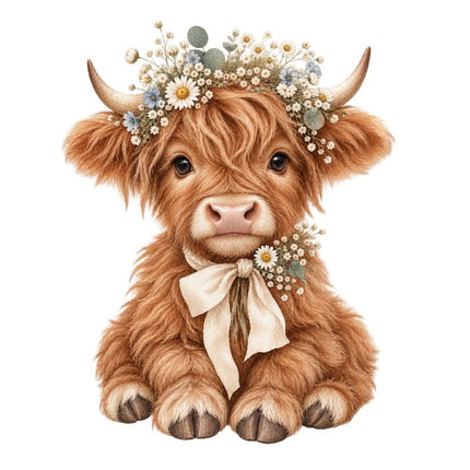 Highland Cow 100% Cotton Fabric Panel Block Quilt Square AAC602