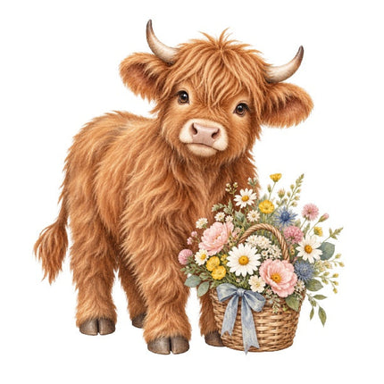 Highland Cow 100% Cotton Fabric Panel Block Quilt Square AAC604