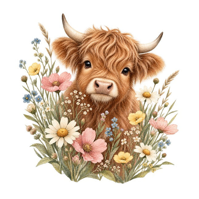 Highland Cow 100% Cotton Fabric Panel Block Quilt Square AAC606