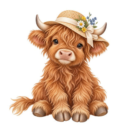 Highland Cow 100% Cotton Fabric Panel Block Quilt Square AAC607