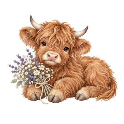 Highland Cow 100% Cotton Fabric Panel Block Quilt Square AAC608