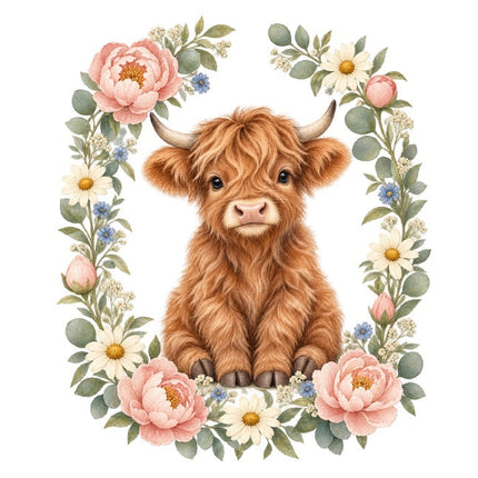 Highland Cow 100% Cotton Fabric Panel Block Quilt Square AAC609